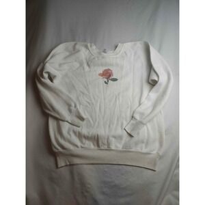 Vintage Pannill Rose Graphic Sweatshirt White Large Raglan Crewneck Womens